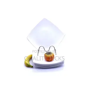 6 Pieces of Square Curved Snow Dinner Plates - White