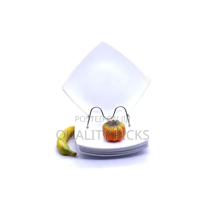 6 Pieces of Square Curved Snow Dinner Plates - White