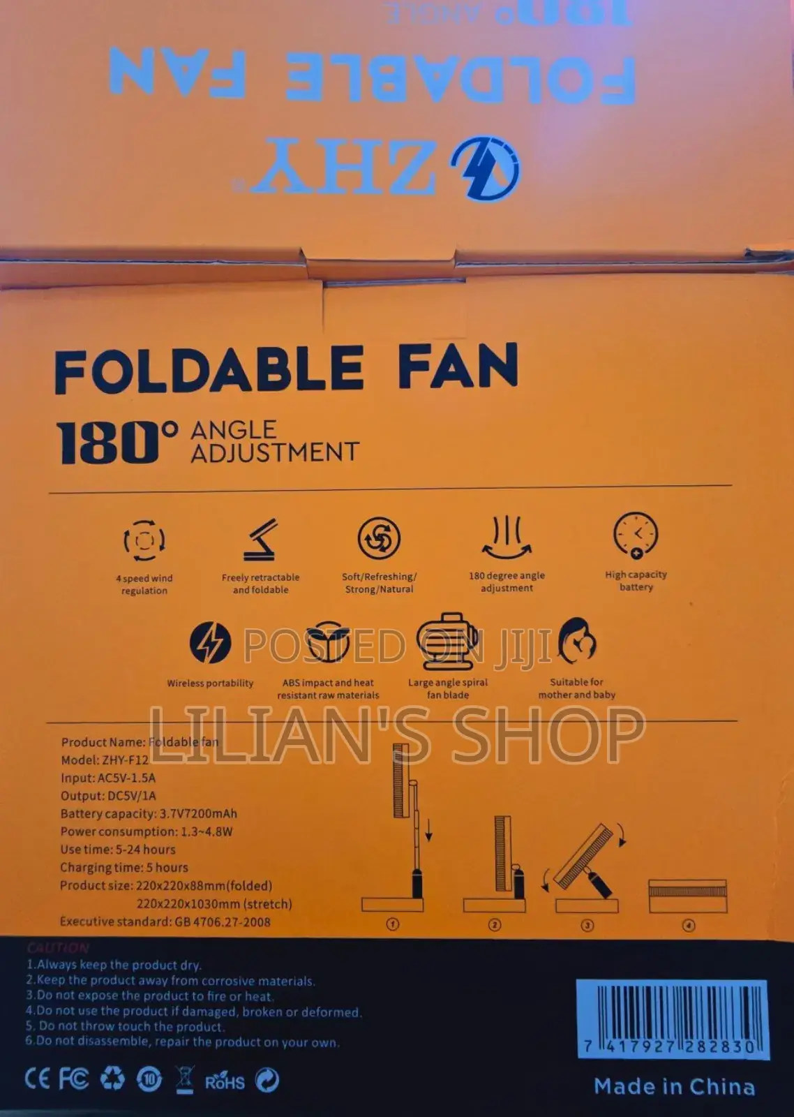 ZHY Foldable Portable Fan