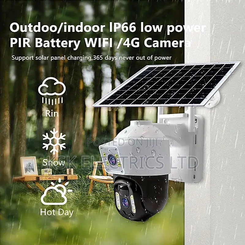 Outdoor 8MP 4g Solar Powered Camera Dual Lens Battery WIFI /