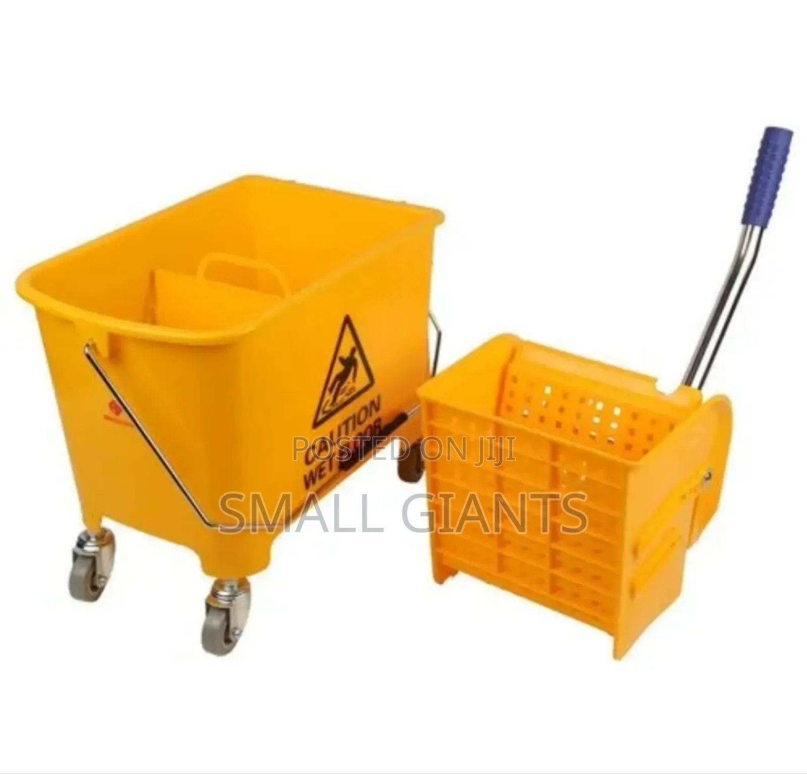 Plastic Yellow Single Bucket Wringer Trolley