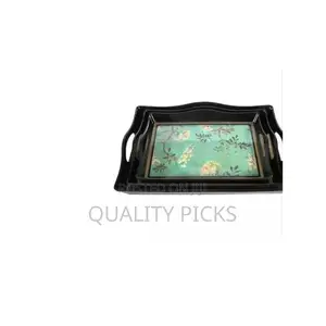 3 Pieces of Melamine Serving Trays Platters, Green.