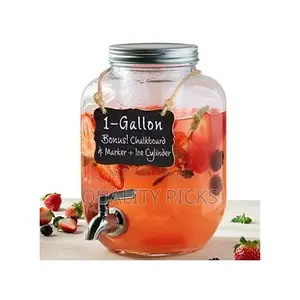 8L Glass Beverage Dispenser With Scroll Iron Stand