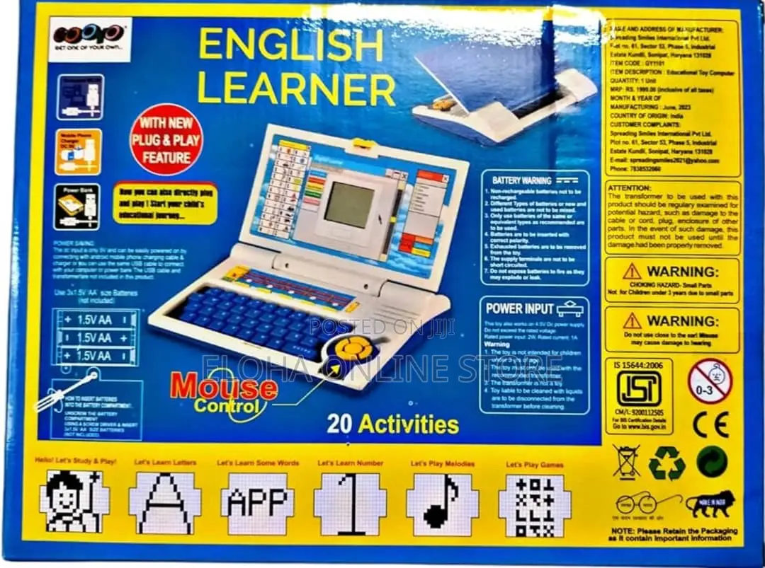 Educational Laptop With Mouse for Kids Above 3 Years -