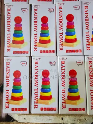 Wooden Rainbow Tower Stacking Ring Educational Toy for Kids