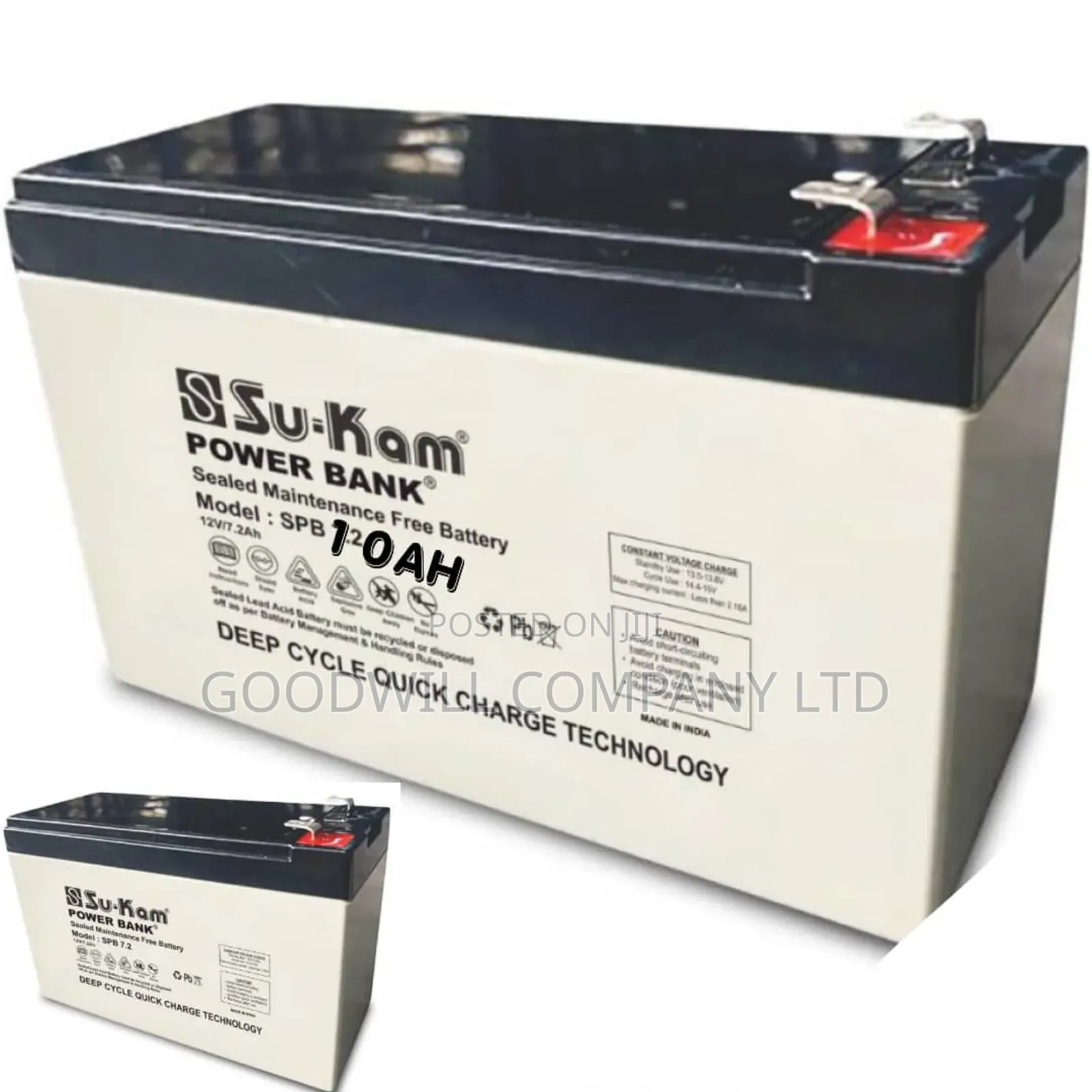 Su-Kam 10AH 12V Sealed
Maintenance-Free Battery SPB024