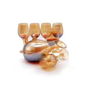 6 Piece Goblet Wine Glasses and 1piece Wine Decanter - Gold