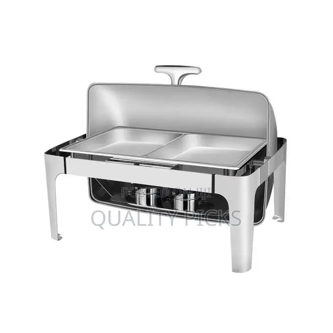 9L Double Rectangular Roll Top Chafing Dish Food Warmers