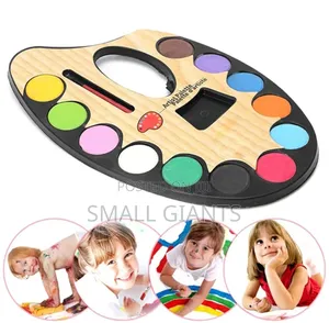 Large Artistic Palette With 12 Water Color and Paint Brush