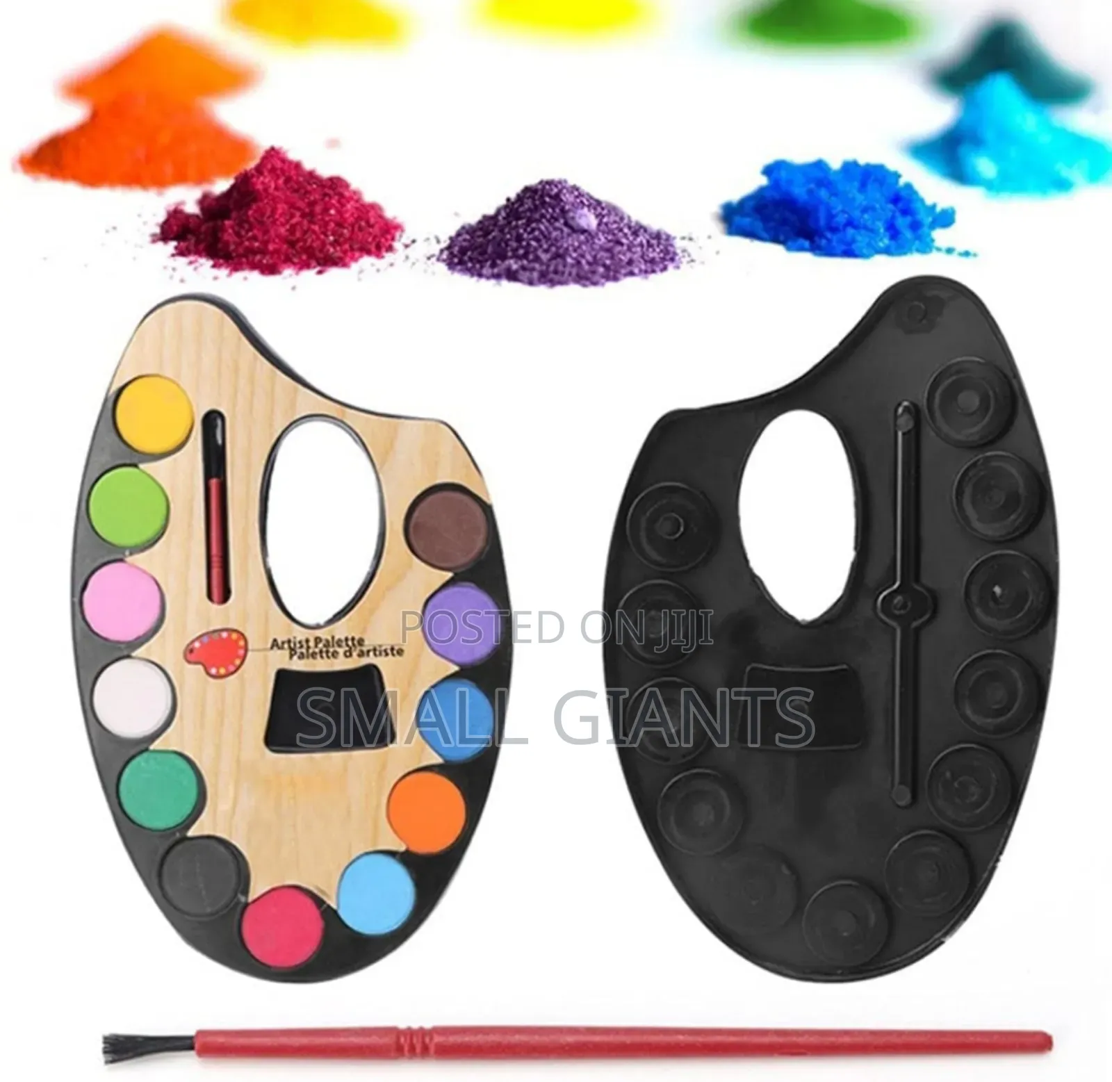 Large Artistic Palette With 12 Water Color and Paint Brush