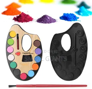 Large Artistic Palette With 12 Water Color and Paint Brush