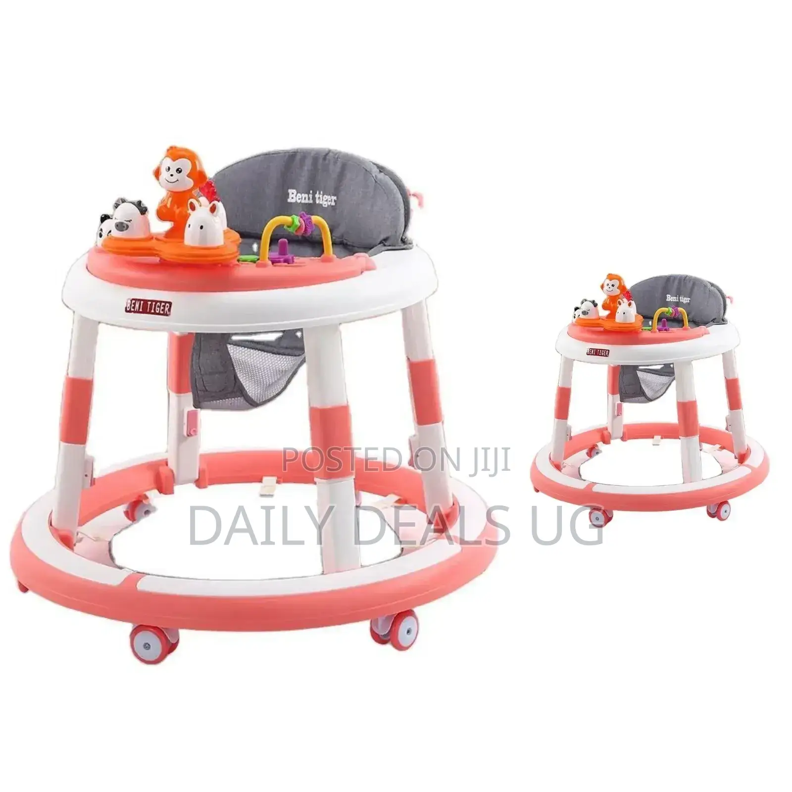 White and Orange Round Baby Walker