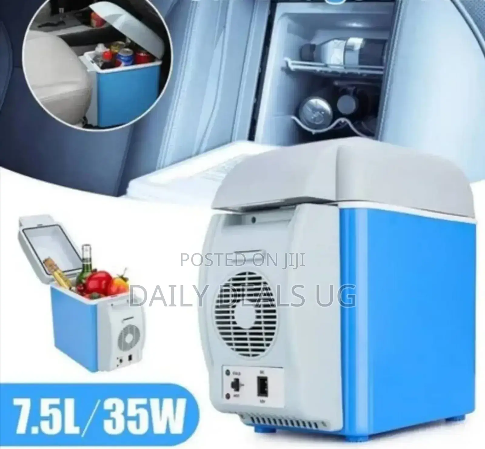 Blue and White Mini Car Fridge