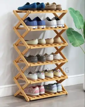 Portable Adjustable Wooden Shoe Rack