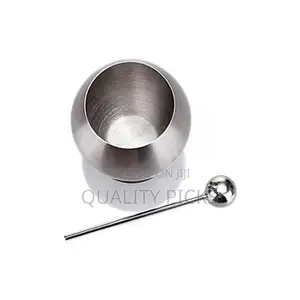 Egg Shaped Metallic Sugar Bowl Seasoning Pot With Spoon