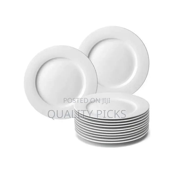8 Inch 12-Piece Porcelain Salad, Dessert Dinner Plates