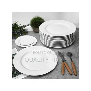 8 Inch 12-Piece Porcelain Salad, Dessert Dinner Plates