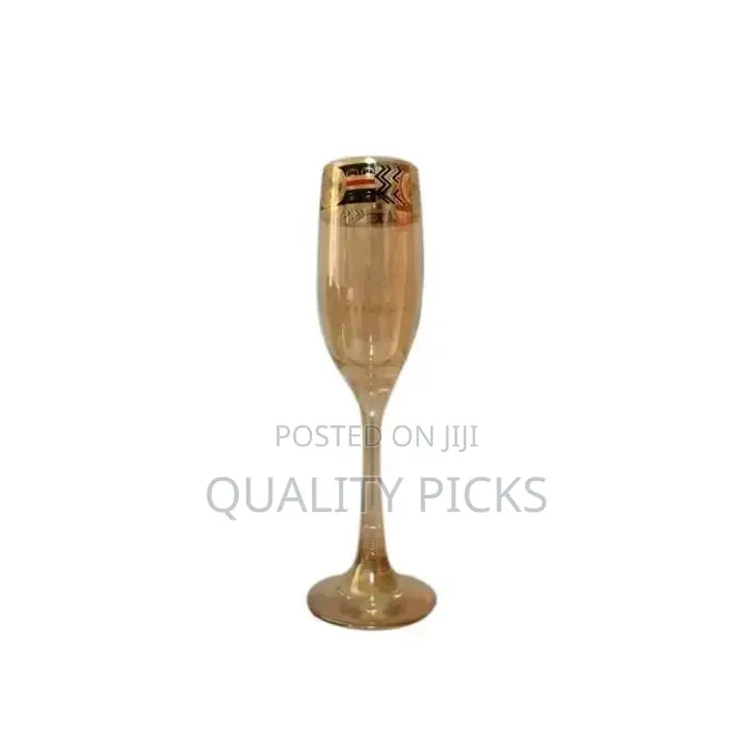 Gold Lead-Free Juice, Champagne Wine Glasses- 6 Pieces