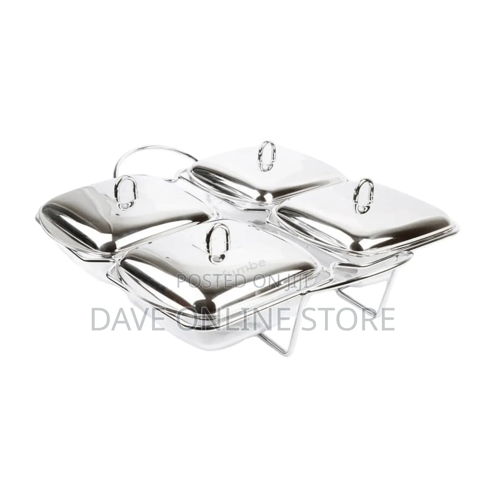 Elegant Stainless Steel Square Food Glass Warmer Set