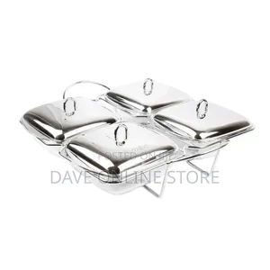 Elegant Stainless Steel Square Food Glass Warmer Set