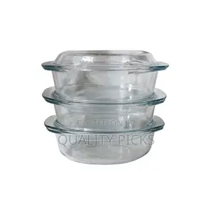 3 Pieces of Oval Tempered Glass Caserole Serving Dishes