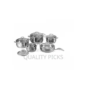 9 Piece Stainless Steel Saucepans Cookware Pots, Silver.