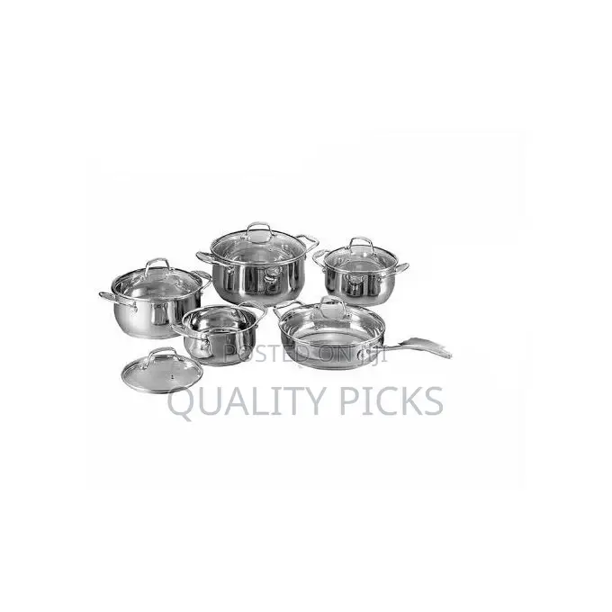 9 Piece Stainless Steel Saucepans Cookware Pots, Silver.