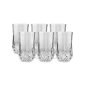 6 Pieces of Diamond Design Juice Glasses - Colorless