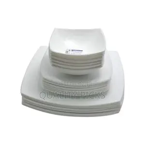 Opal 18 Pieces of Square Opal Glass Plates, Dinner Set -