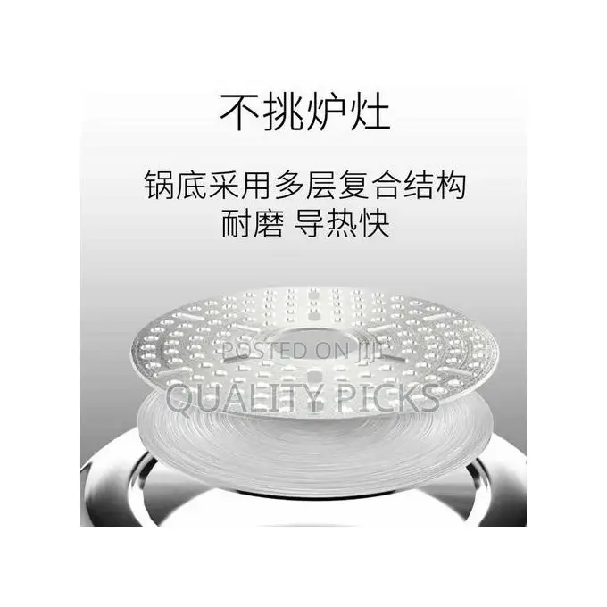 22CM 5L Aluminum Pressure Cooker With Steamer - Silver