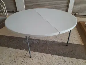 1.8mtrs Thick Plastic White Round Table With Folding Legs