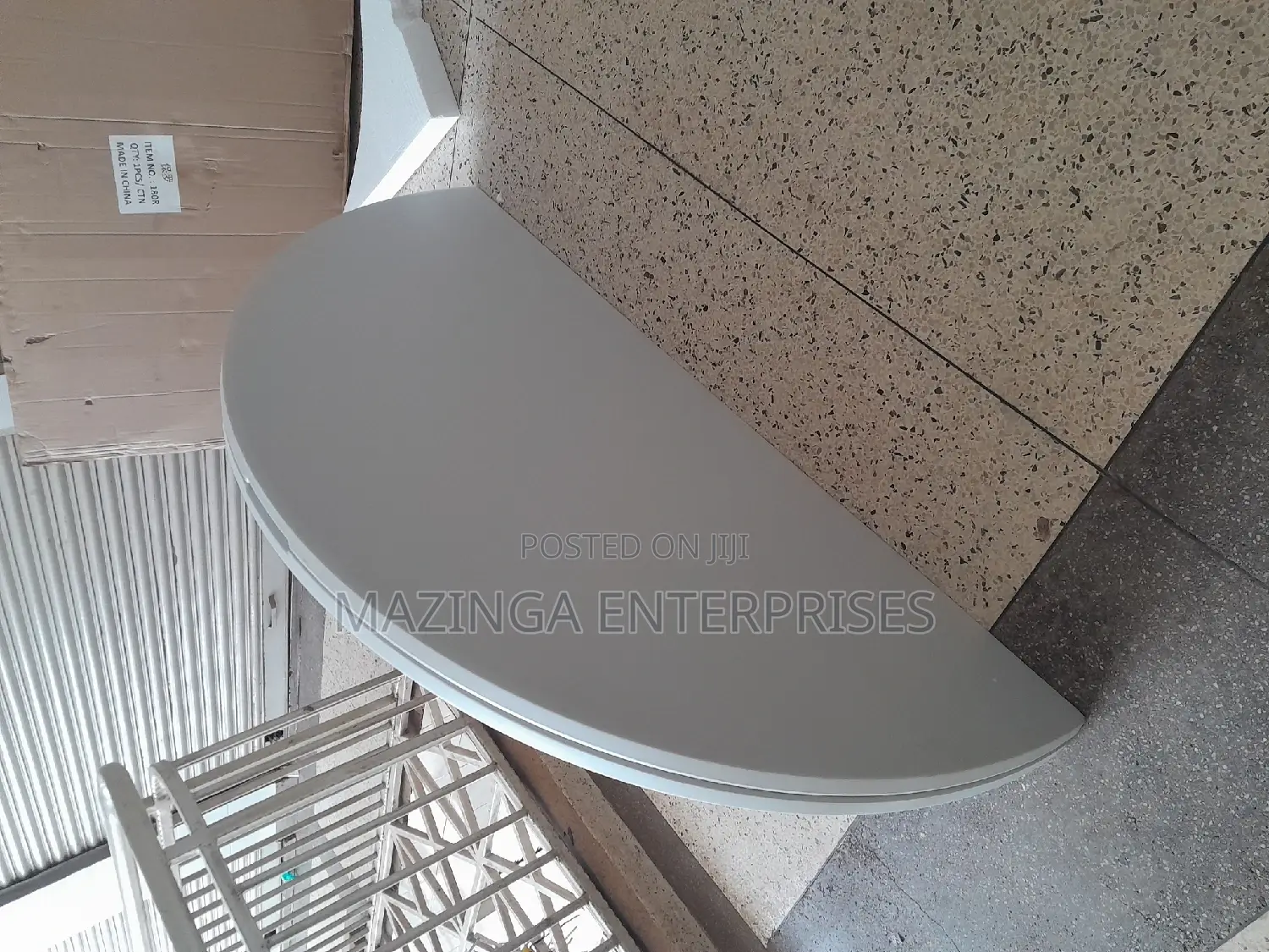1.8mtrs Thick Plastic White Round Table With Folding Legs