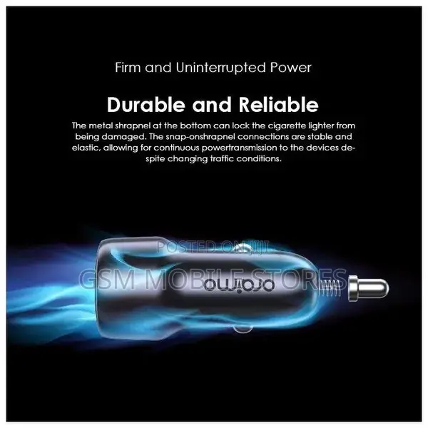 Oraimo Bullet 48watts Fast Charging Car Phone Charger