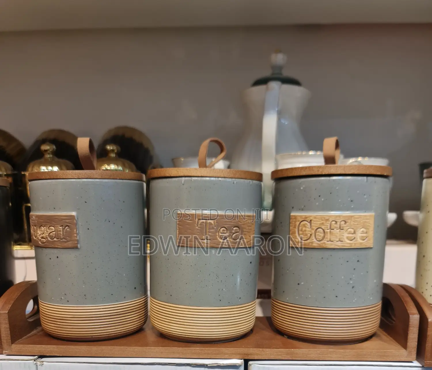 3pcs Airtight Porcelain Canister Set (Grey)