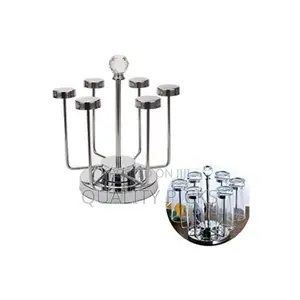 Rotating Stainless Steel 6 Glasses,Cups Holder Rack Stand