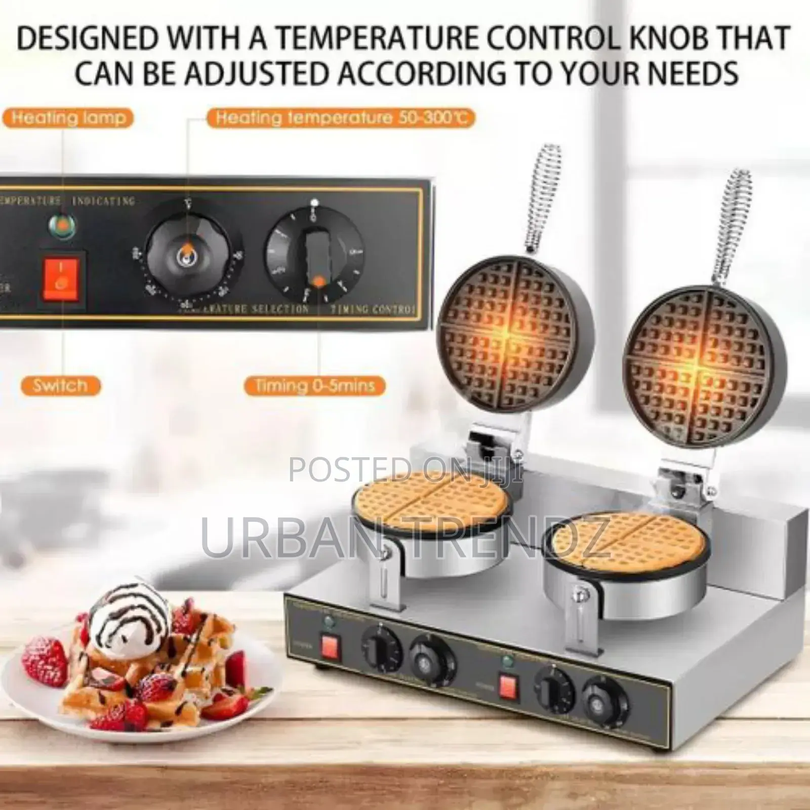Commercial Waffle Maker, Double Head Waffle Maker Machine