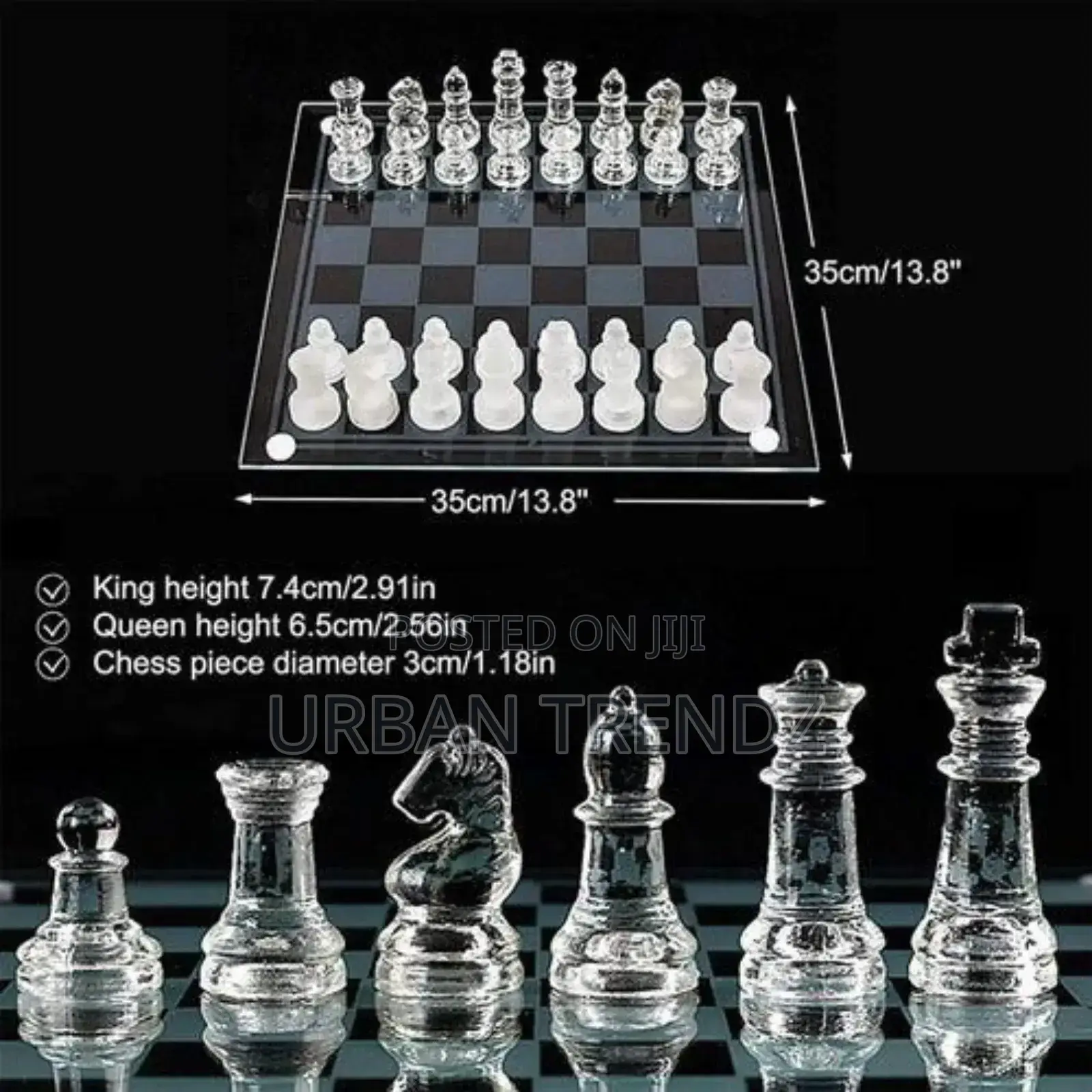 Traditional Glass Frosted Chess Boards Set