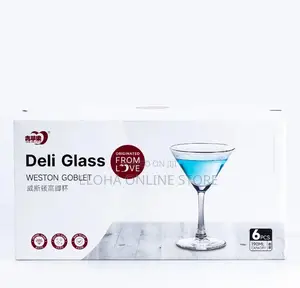 Set of 6 Martini Cocktail Glasses With Stem,