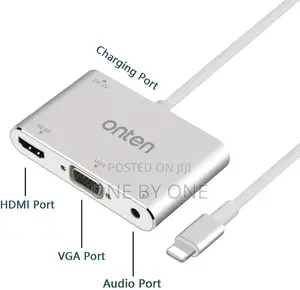 Onten iPhone To HDMI Adapter, 1080P AV Adapter, HDMI VGA