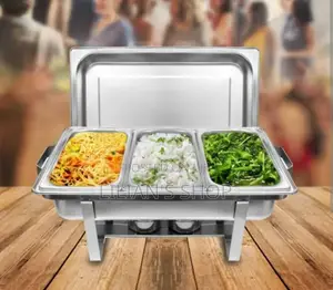 Tripple 3 Chaffing Dishes Food Warmer -sliver