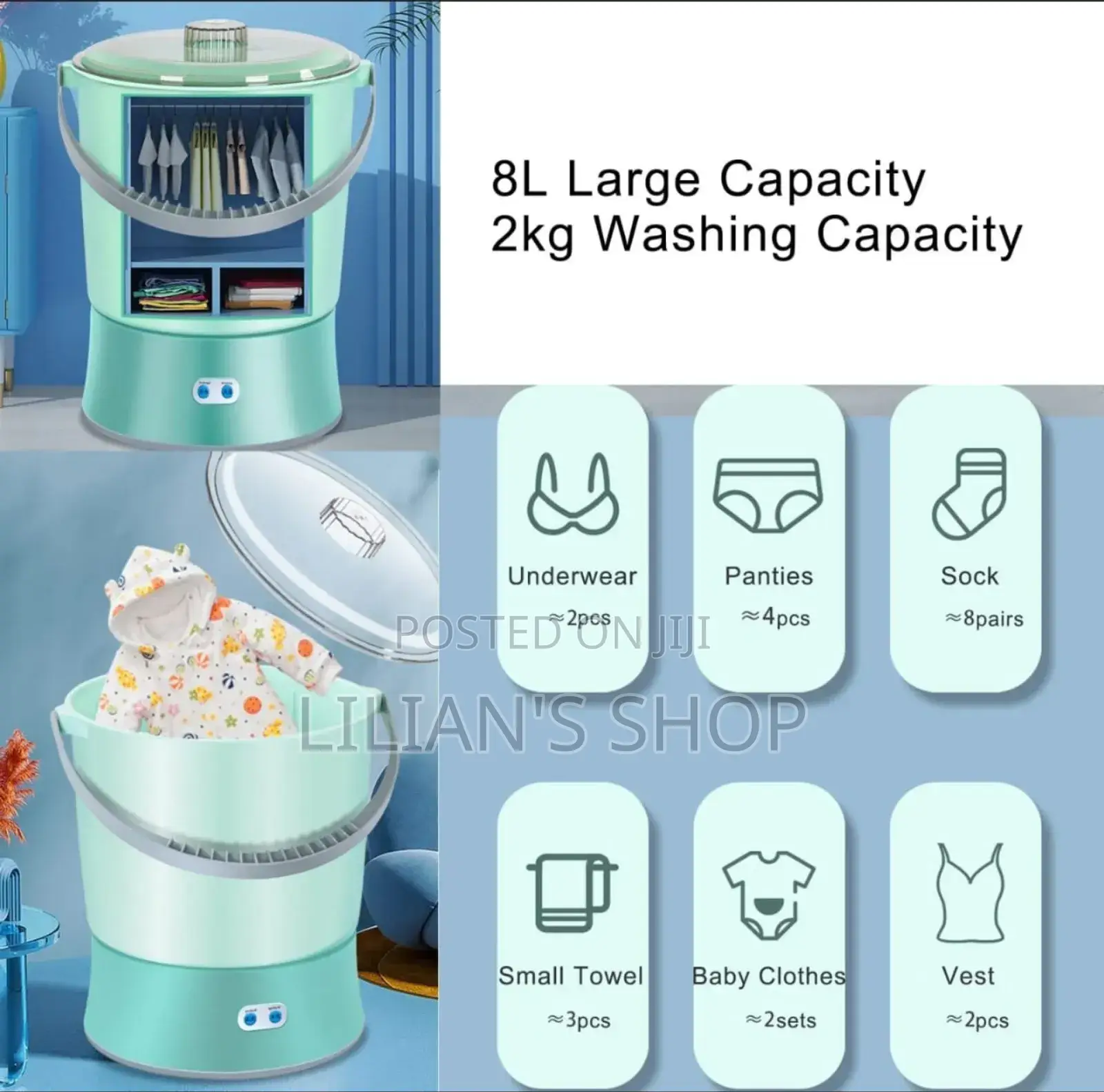 8L Large Capacity 2kg Washing Machine