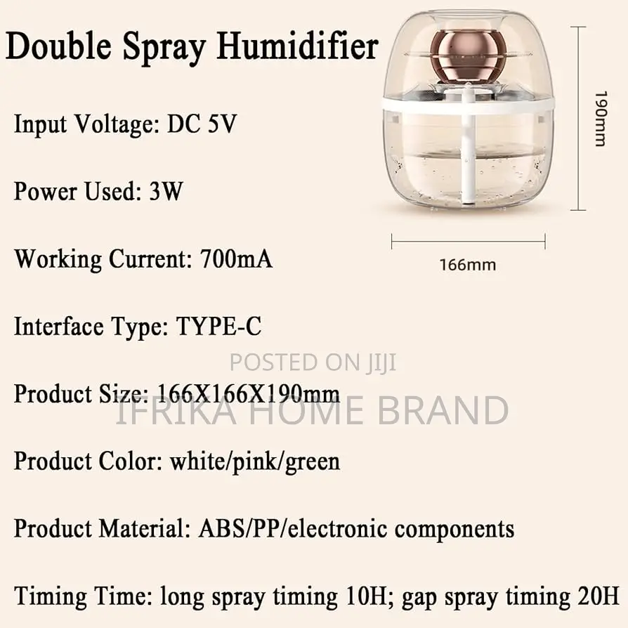 Dual Spray 3litres Ultrasinic Air Humidifier