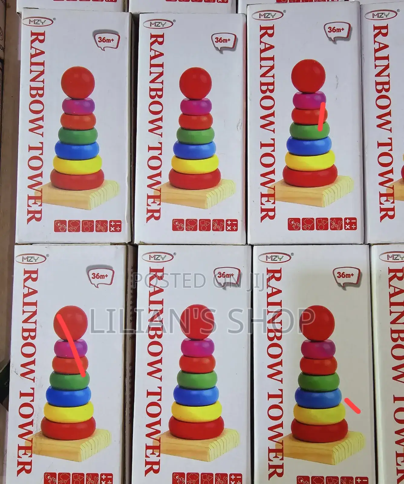 Wooden Rainbow Tower Kids Toys