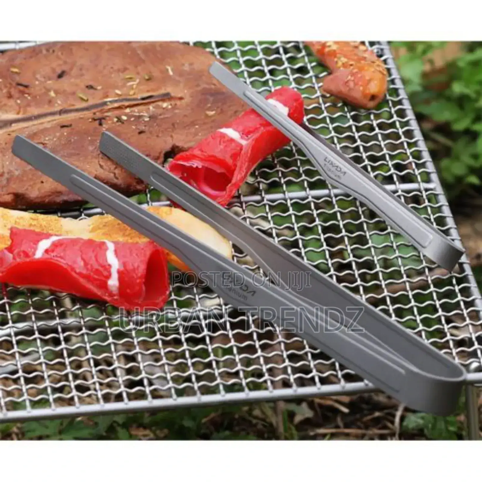 Lixada Titanium Tongs Clip With Spork BBQ Grilling Tool