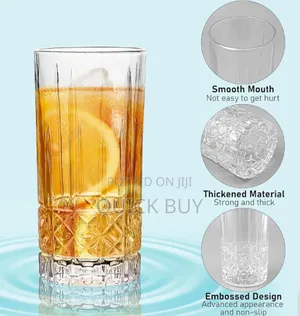 Elegant Tall Crystal Clear Drinking Glasses 330ML 6 PCS