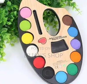 Large Artistic Palette With 12 Water Colour and Paint Brush