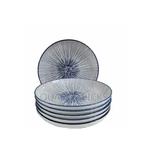 6 Pieces of Deep Soup, Dinner Plates Bowls,Blue.