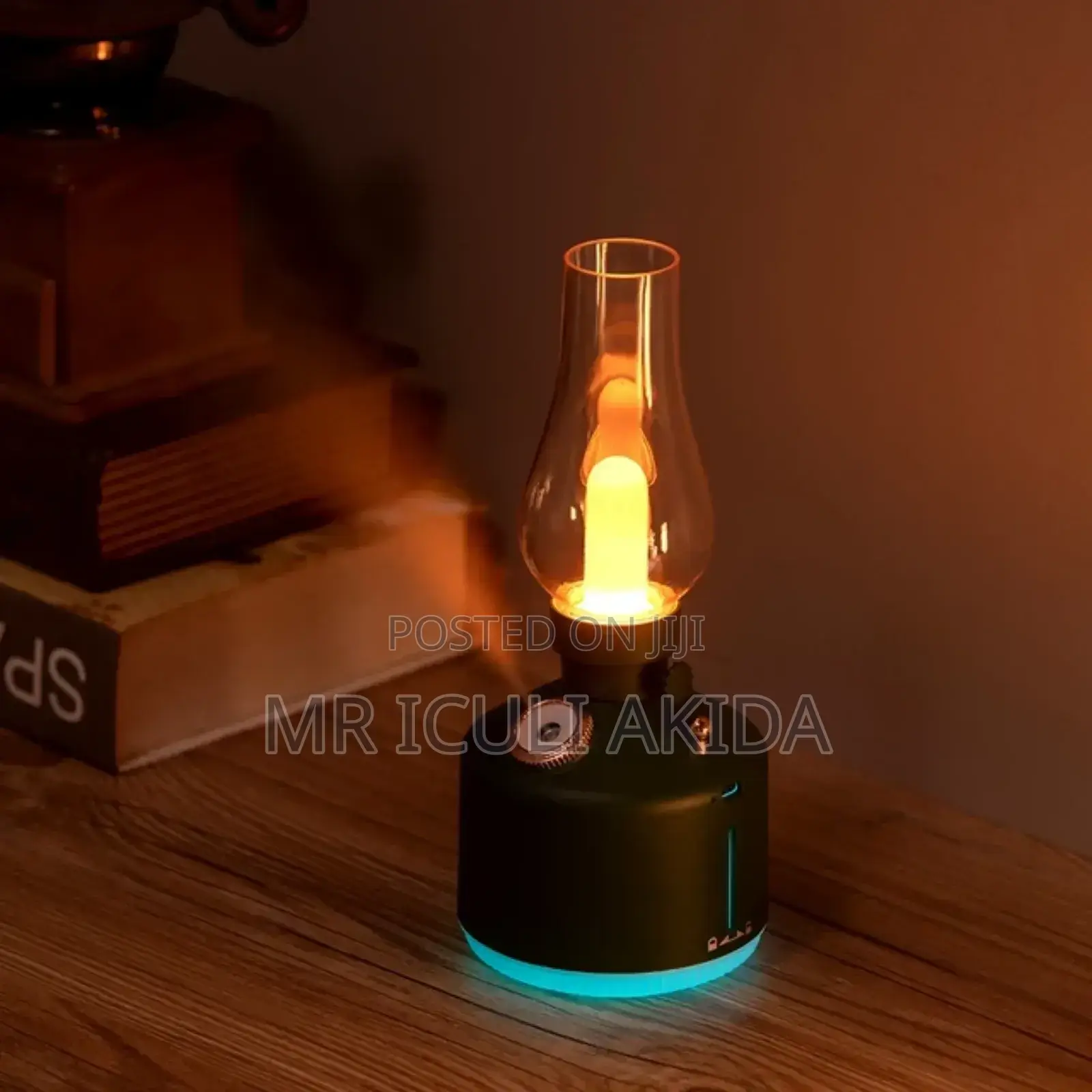 Retro Lamp Like Humidifier With Warm White Rechargeable Lamp