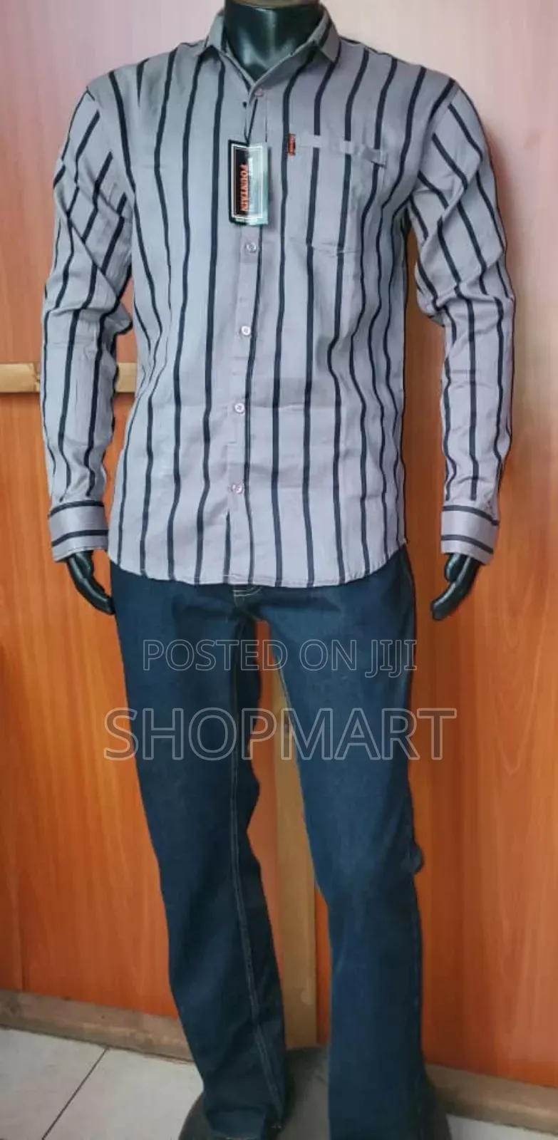Mens Long Sleeve Striped Shirt