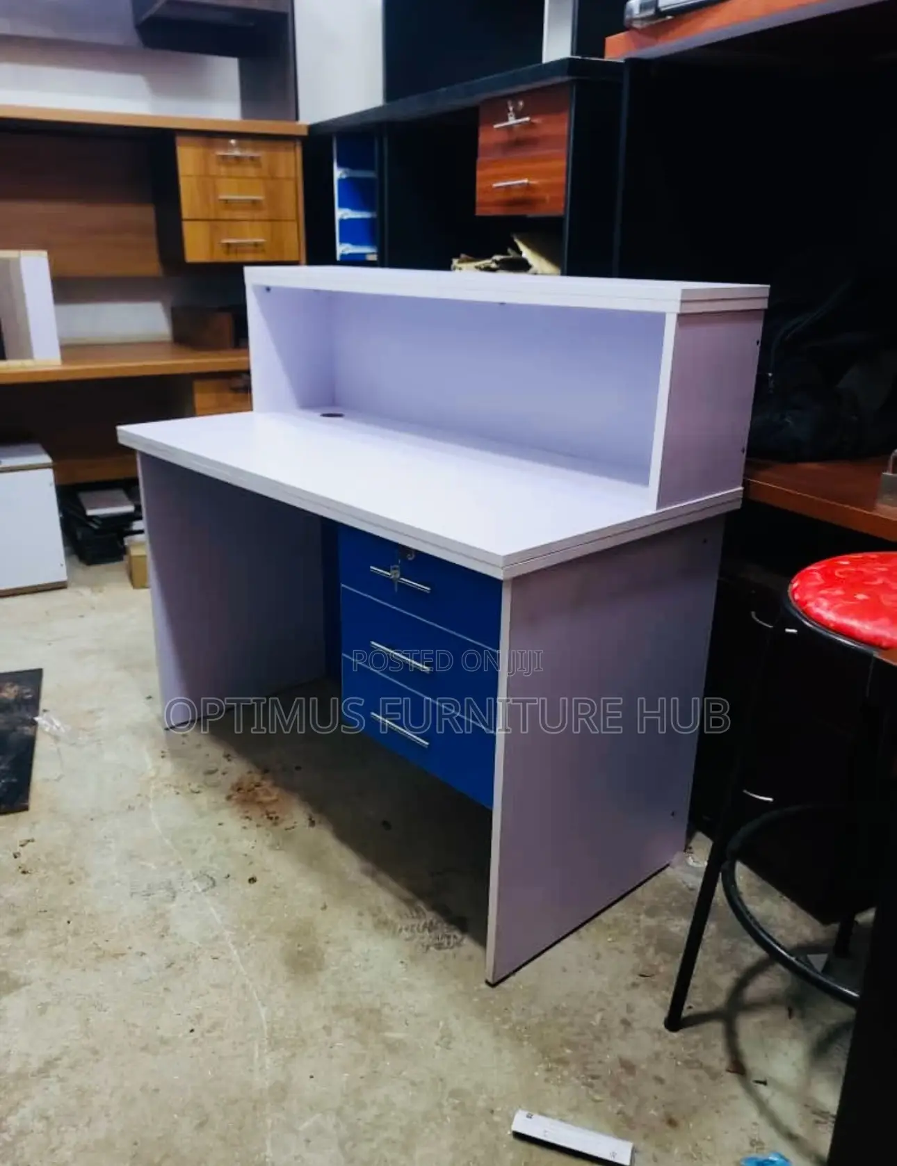 Blue White Reception Desk